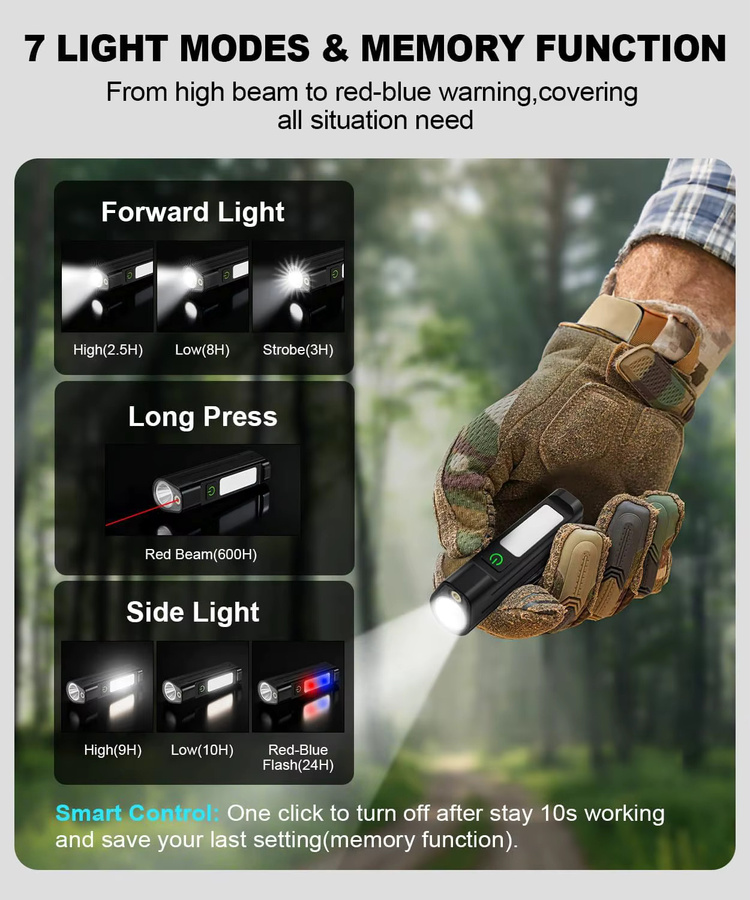 NEWBIRTH Tragbare LED-Taschenlampe Wasserdichtes MTB-Vorderwarnlicht mit Typ-C Aufladung für die Nachtfahrt und Outdoor-Fahrradausrüstung - Bild 3