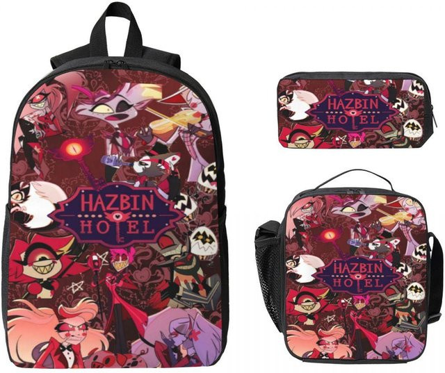 Hazbins Hotel Alastor Schulset mit Rucksack, Federmäppchen und Brotdose für Kinder in Schwarz und Multicolour von Fancy Style Studio - Bild 1