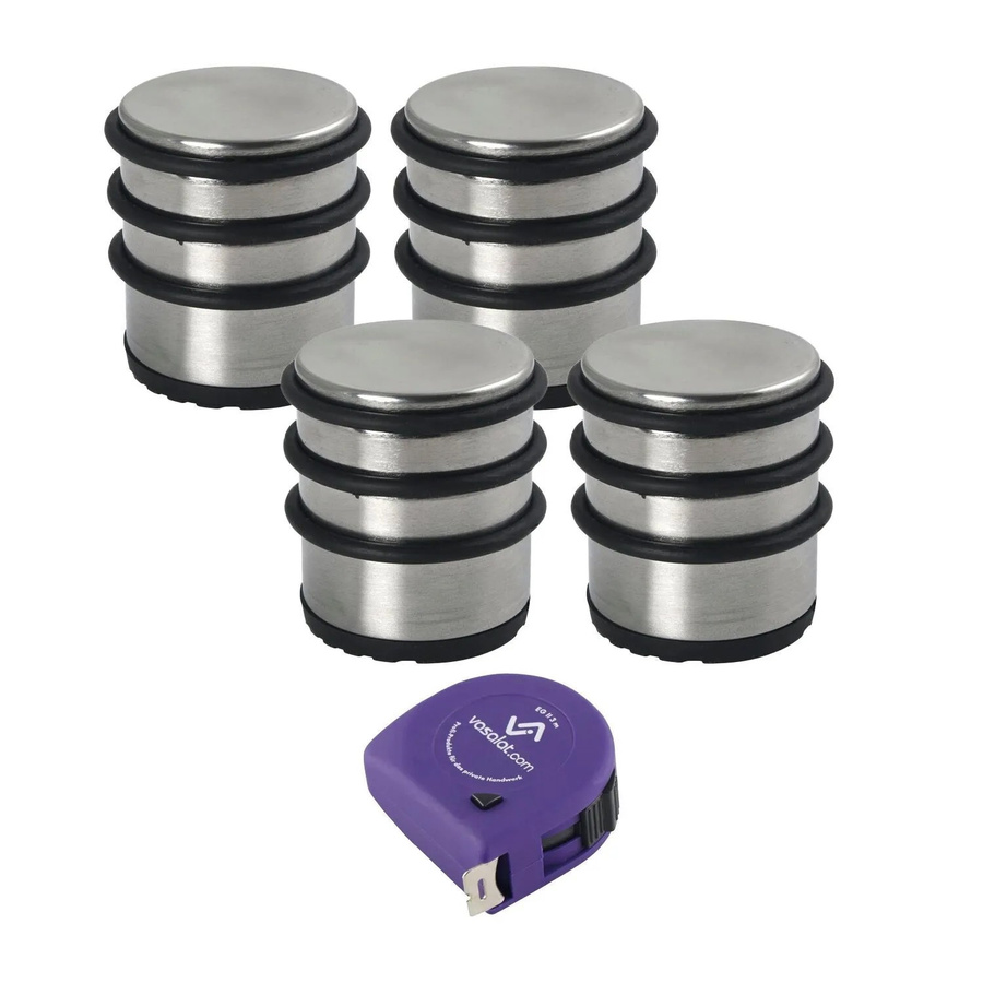 vasalat Set Türstopper schwer Edelstahl poliert Silber, 4 Stück, Durchmesser: 65 mm, Höhe: 75 mm - Bild 2
