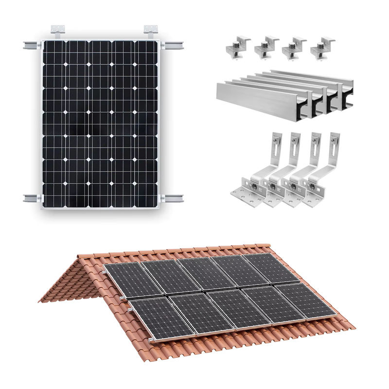 CP-SETUNO 4-teiliges Solarhalterungs-Set für Ziegeldächer aus Aluminium in Silber - Bild 5