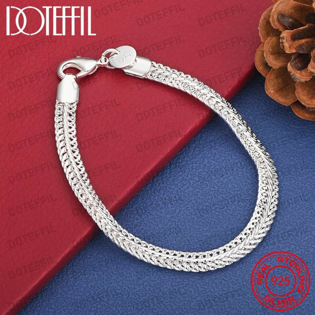 DOTEFFIL Armband 925 Silber, Flachkette, 6 mm, Unisex - Bild 1