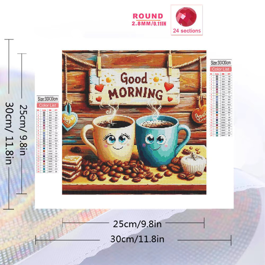 HUACAN Diamantmalerei Kaffee Cartoon Bild mit Strass-Mosaik für moderne Dekoration - Bild 2
