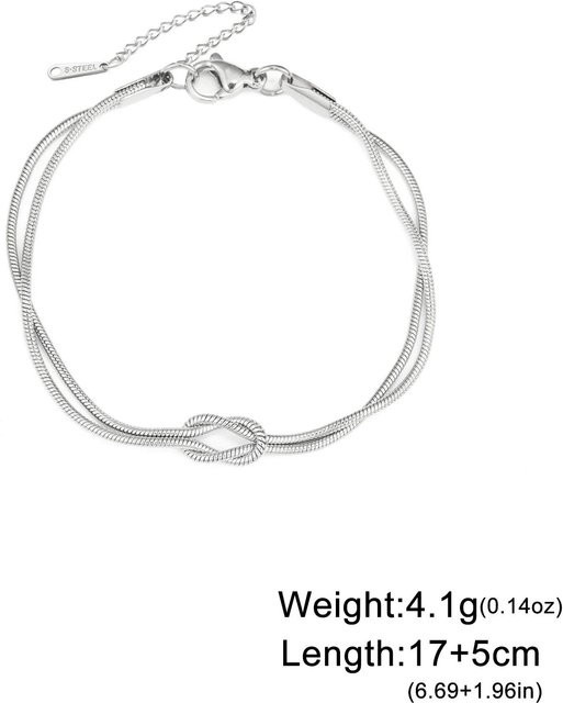 Cazador Armband, Edelstahl, Gold, Liebesknoten, Doppel-Schlangenketten, Unisex, 17-22 cm - Bild 1