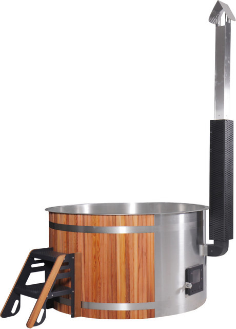 Runder Holz-Whirlpool für den Außenbereich in Braun - Bild 1