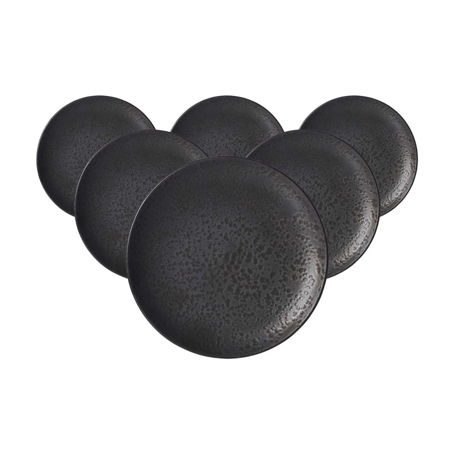 Ritzenhoff & Breker Dessertteller Kitwe aus Keramik, Schwarz, 6er Set, Durchmesser: 20 cm - Bild 2