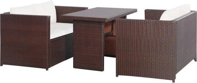 vidaXL 3-teiliges Bistro-Set aus Poly Rattan mit Auflagen in Braun - Bild 1