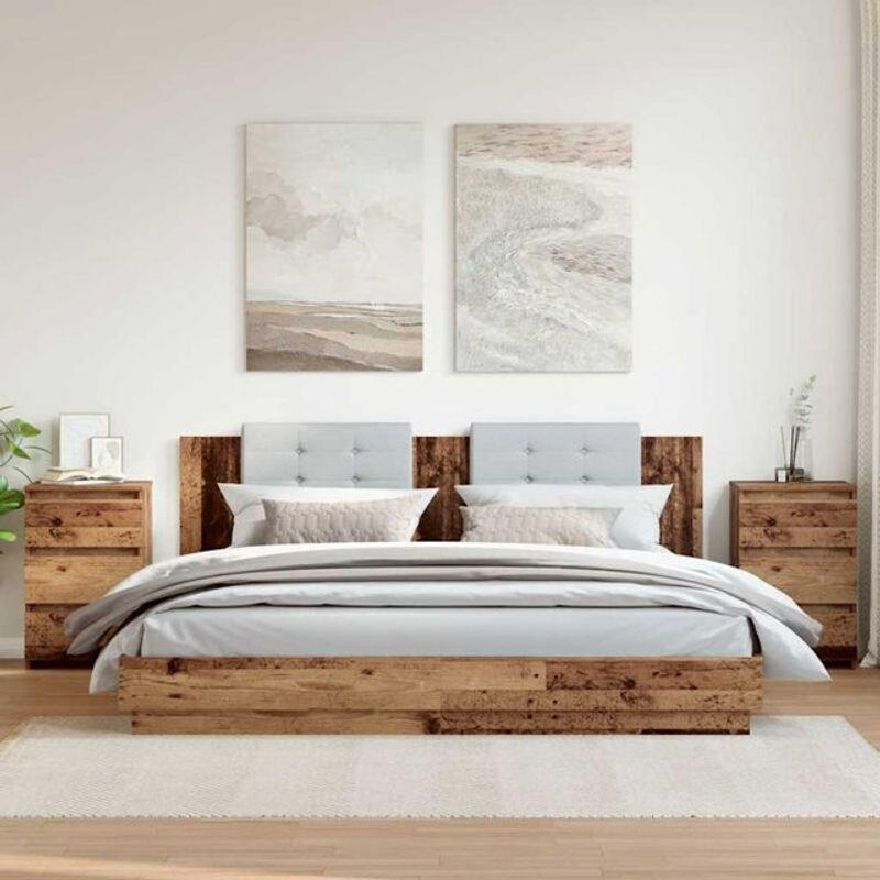 2er-Set Nachttische im Landhausstil von Vidaxl in Braun aus Holzwerkstoff, B/T/H: 40 x 35 x 62,5 cm - Bild 1