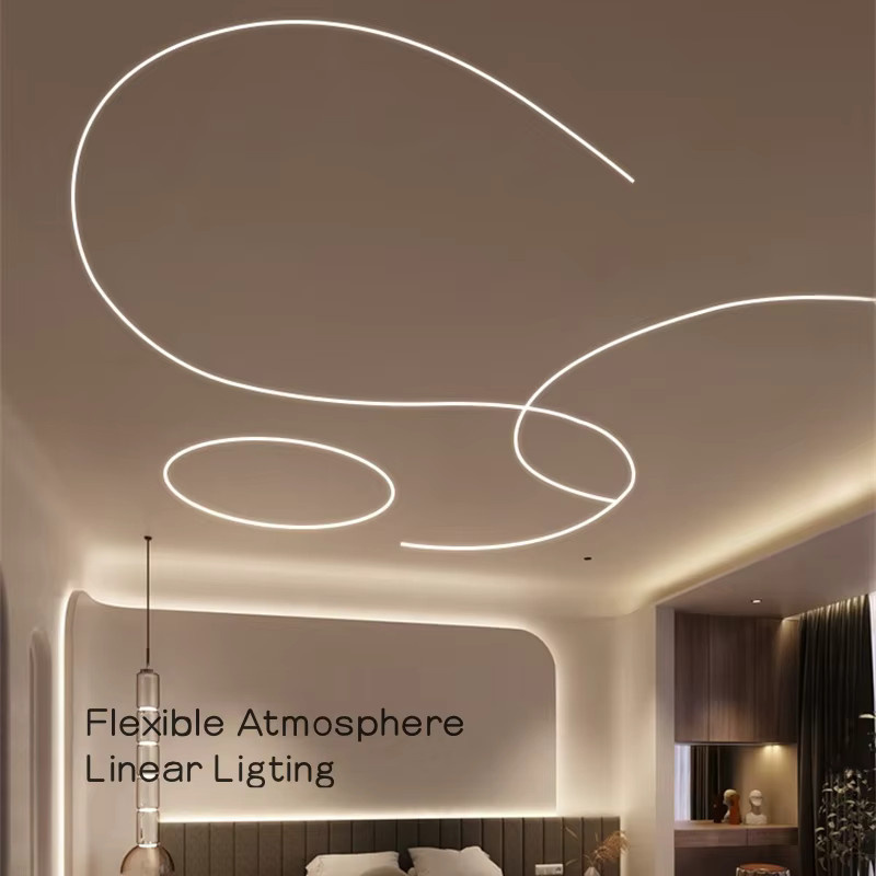 Khelse LED-Aluminiumprofil, biegbar und besatzlos, Farbe: Silber, modernes Design für Wand, Boden und Decke mit weicher Abdeckung - Bild 5