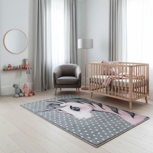 Kinderteppich Kadima Design TASNA mit Einhorn-Motiv, Rosa/Grau, B: 160 cm, T: 230 cm - Bild 1