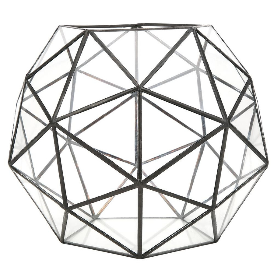 Nensit Geometrischer Blumentopf aus Glas und Metall, transparent, quadratisch, Höhe: 23,0 cm, Breite: 23,0 cm, Tiefe: 19,0 cm - Bild 3