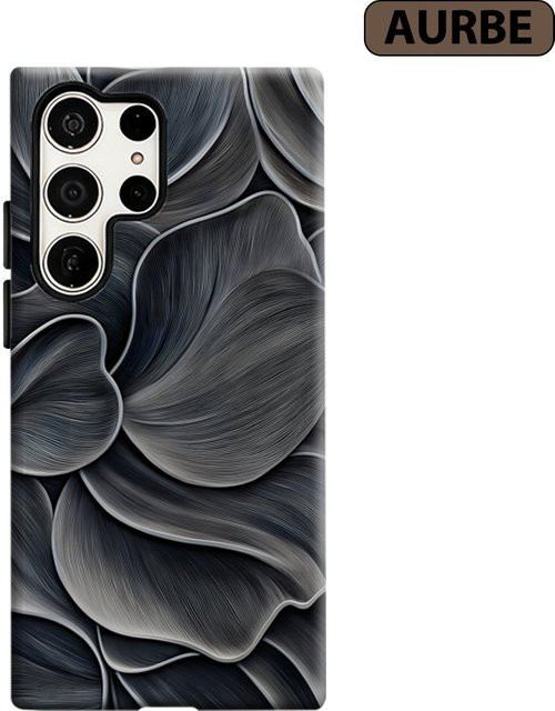 Stoßfeste Doppelschicht Handyhülle mit Monochrome Blütenblatt-Fluss Design für Samsung Galaxy S26 S25 S24 S23 Ultra Plus in Schwarz - Bild 1