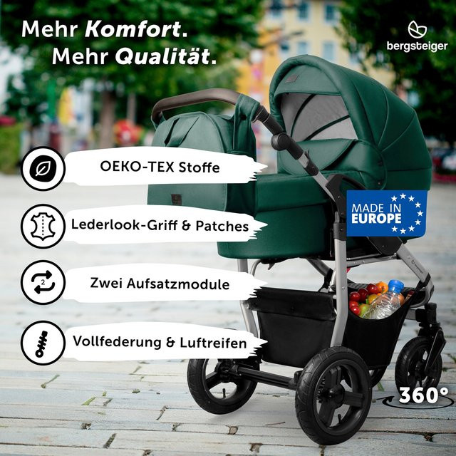 Bergsteiger Kinderwagen Capri 3in1 Kombi mit Babyschale in Grün - Bild 1