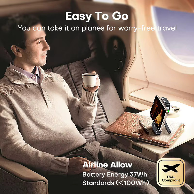 QOOVI Qi2 Wireless Power Bank 10000 mAh mit PD20W Schnellladefunktion, Tragbares Ladegerät in Schwarz für iPhone, Samsung, iWatch und AirPods - Bild 6