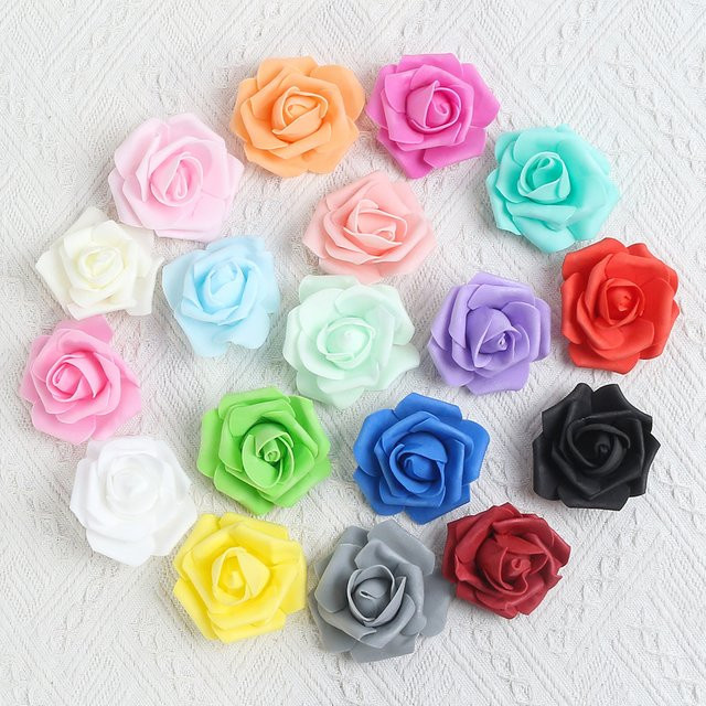 HUAYUXIANG Künstliche Rosen Köpfe in Hellrosa für Hochzeit, Party und DIY Dekoration, Durchmesser: 7 cm - Bild 1