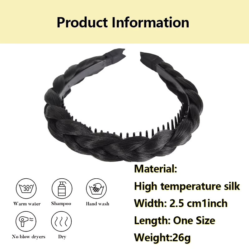 Geflochtene Stirnband-Perücke aus synthetischen Fasern, Unisex - Bild 3