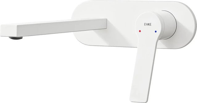 Emke Wand Waschtischarmatur mit Grundkörper als Einhebelmischer in Weiß Matt für dein Waschbecken, B/H/T: 28,8 x 21,0 x 7,0 cm - Bild 1