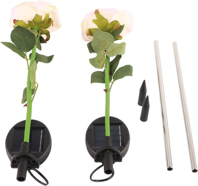 Neoglint Solar Rosenlampe Einzelkopf als Gartenleuchte für den Außenbereich in Beige - Bild 1