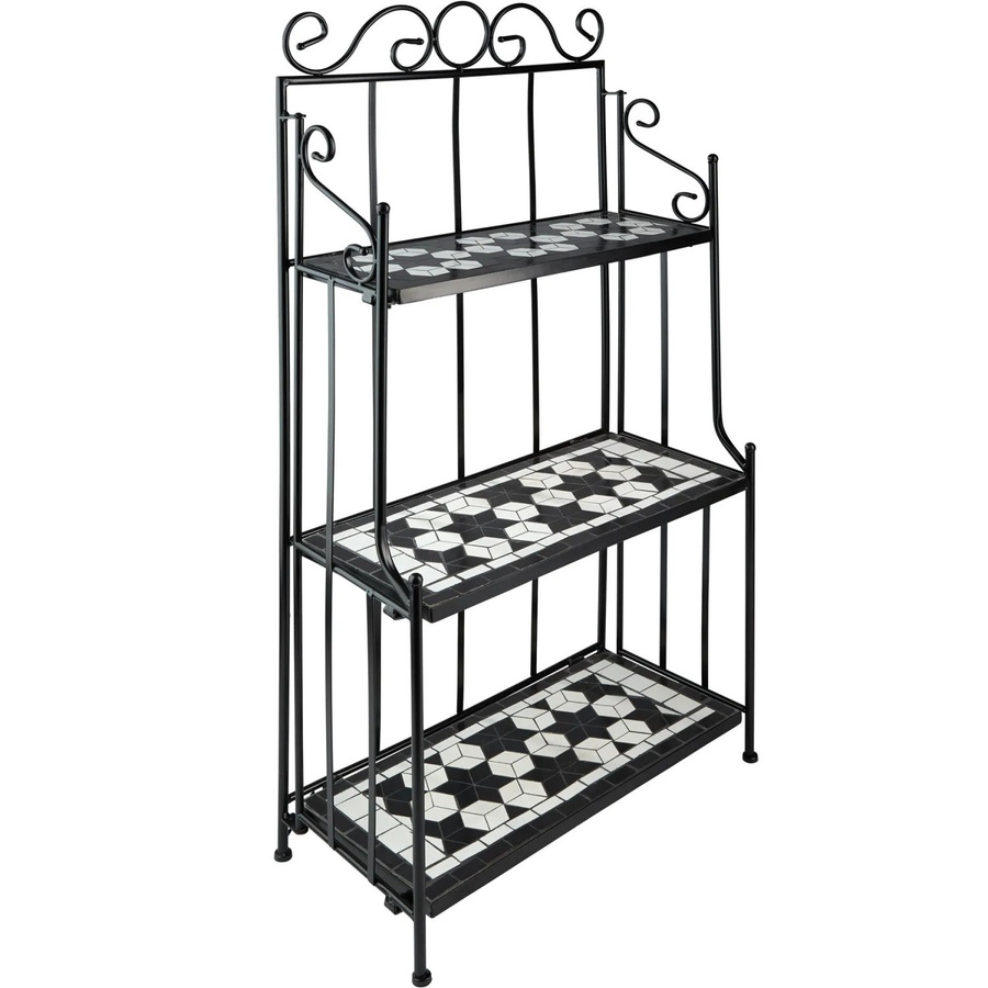 tectake Metallregal mit 3 Mosaikböden in Schwarz-Weiß, B/T/H: 61 x 29 x 114 cm - Bild 2