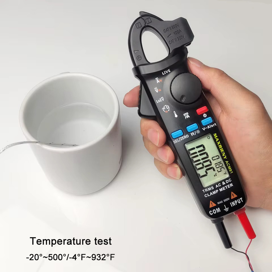 MAXRIENY ACM92 Digital Clamp Meter True RMS Mini Multimeter für DC/AC Strom, Spannung, Temperatur und Kapazität in Schwarz - Bild 5