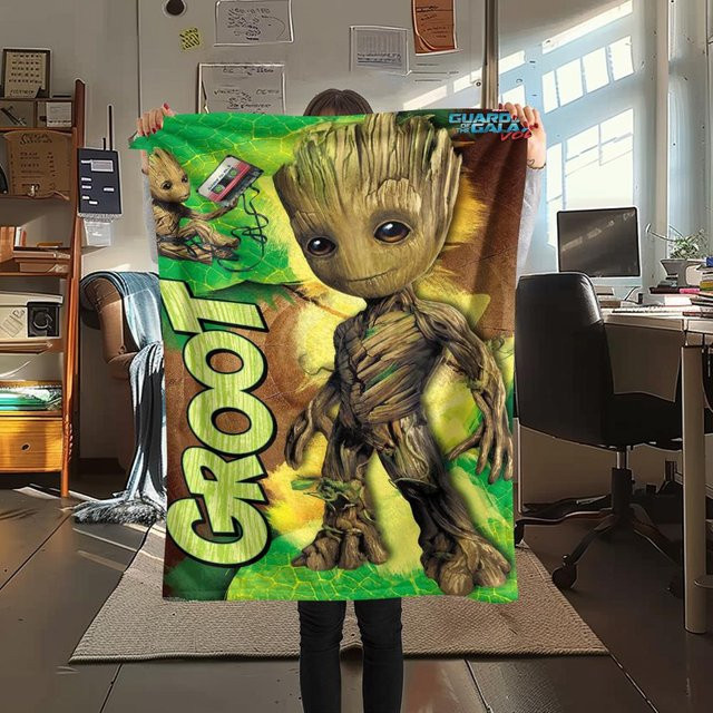 Flanelldecke mit Groot-Print in Braun und Multicolour, B/B: 80 x 120 cm - Bild 1