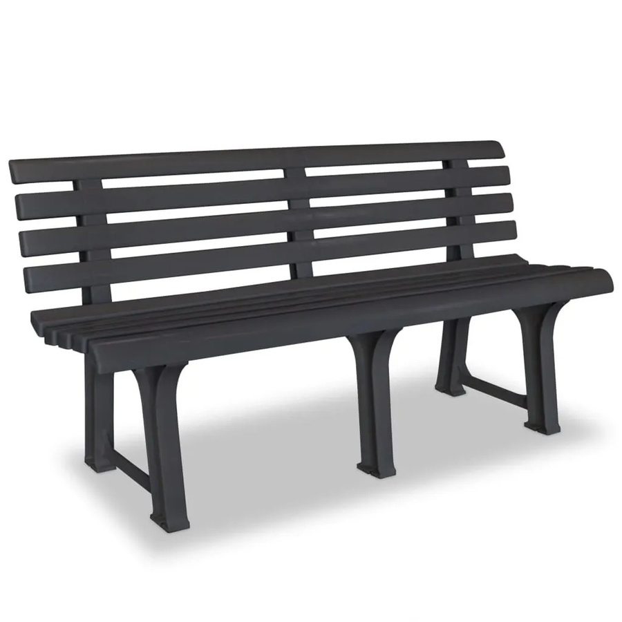 DELUKE Parkbank KATO 3 Sitzer Gartenbank aus Kunststoff in Anthrazit, wetterfeste Sitzbank für Garten und Terrasse - Bild 2