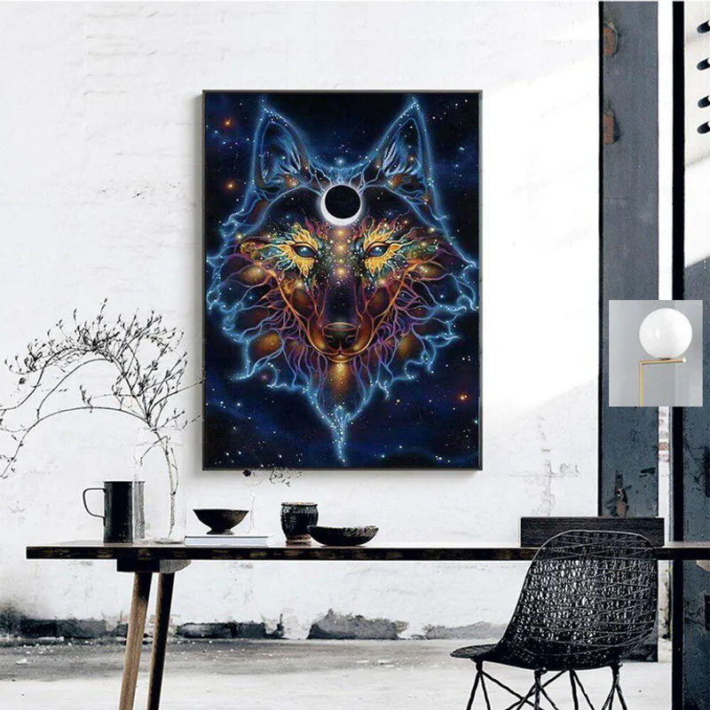 DIY Diamantmalerei Wolf Mosaik Bild von FIYO, mehrfarbig, B: 30 cm, H: 20 cm - Bild 2