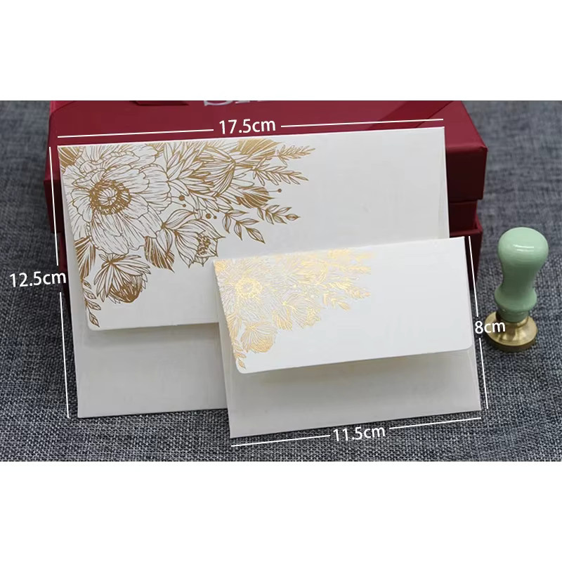 10er Paket HUALIWEN Perlen Papier Umschläge mit europäischem Bronzing Muster für Hochzeits-Einladungen und Geschenke in Schwarz und Mehrfarbig - Bild 4