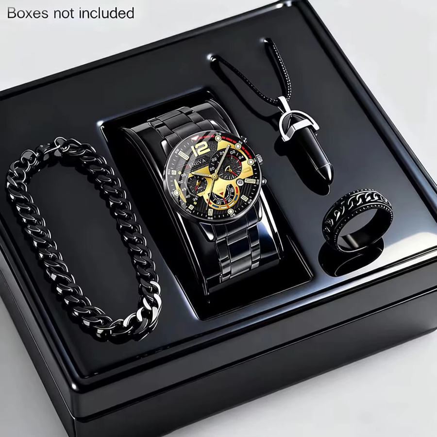 CMK Schmuck-Set, Digitaluhr, Quarz, Edelstahl, Schwarz, Herren - Bild 2