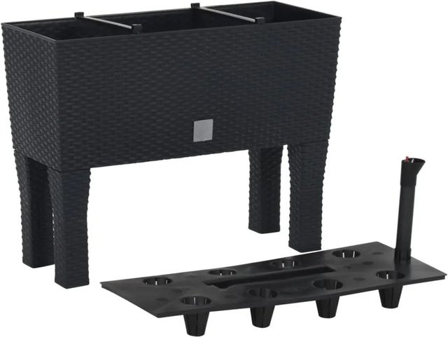 Furnicato Hochbeet in Anthrazit mit Rattan-Optik aus Polypropylen, B/T/H: 60 x 25 x 46 cm - Bild 1