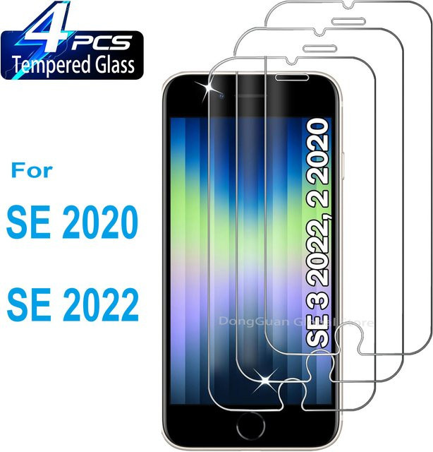Leeshionz Displayschutzfolie aus gehärtetem Glas für iPhone SE 2020 und iPhone SE 2022, transparent, 2/3/4 Stück - Bild 1