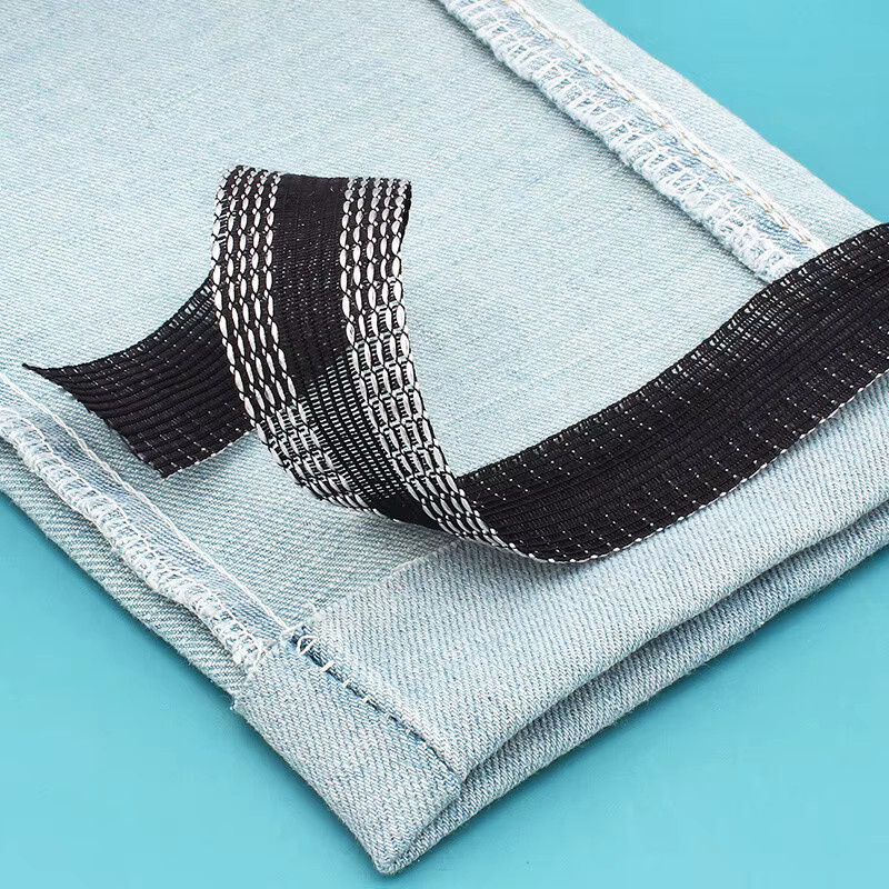 QJH Selbstklebender Hosenbein-Patch in Schwarz, 5 Meter Nahtloser Klebepatch zum Kürzen und Reparieren von Hosenbündchen, DIY-Nähzubehör - Bild 2