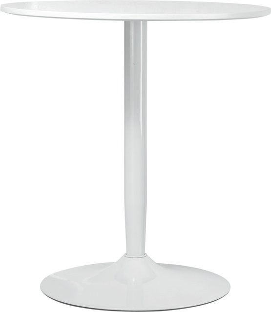 HOMCOM Runder Esstisch in Weiß, moderner Küchentisch mit Stahlbein und Säulenuntergestell, Durchmesser: 70 cm, Höhe: 75 cm - Bild 1