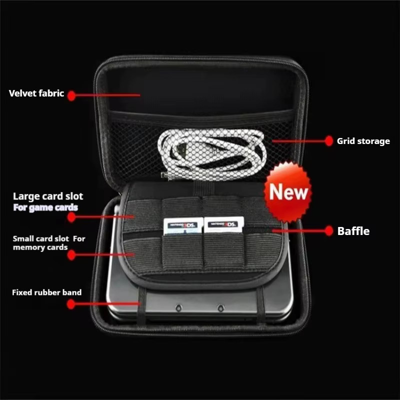 ERIKOLE EVA Hard Case Tasche für Neue 3DS XL, 3DS XL, 3DS LL und Neue 3DS LL in Schwarz mit Spielkarten-Aufbewahrung - Bild 5