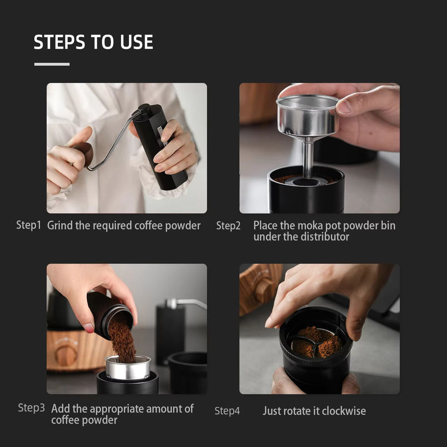 MHW-3BOMBER Moka Pot Distributor Kaffee Distributing Leveler aus Kunststoff und Edelstahl in Schwarz - Bild 4
