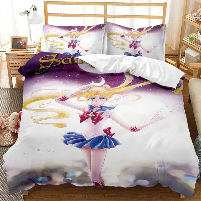 Sailor Moon Bettwäsche-Set aus Mikrofaser-Polyester, Mehrfarbig, 3-teilig, B/H: 180 x 210 cm - Bild 1