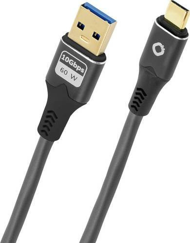 Oehlbach USB-Kabel USB 3.2 Gen1 mit USB-C Stecker und USB-A Stecker, 2m, Anthrazit, vergoldete Steckkontakte, D1C9373 - Bild 1