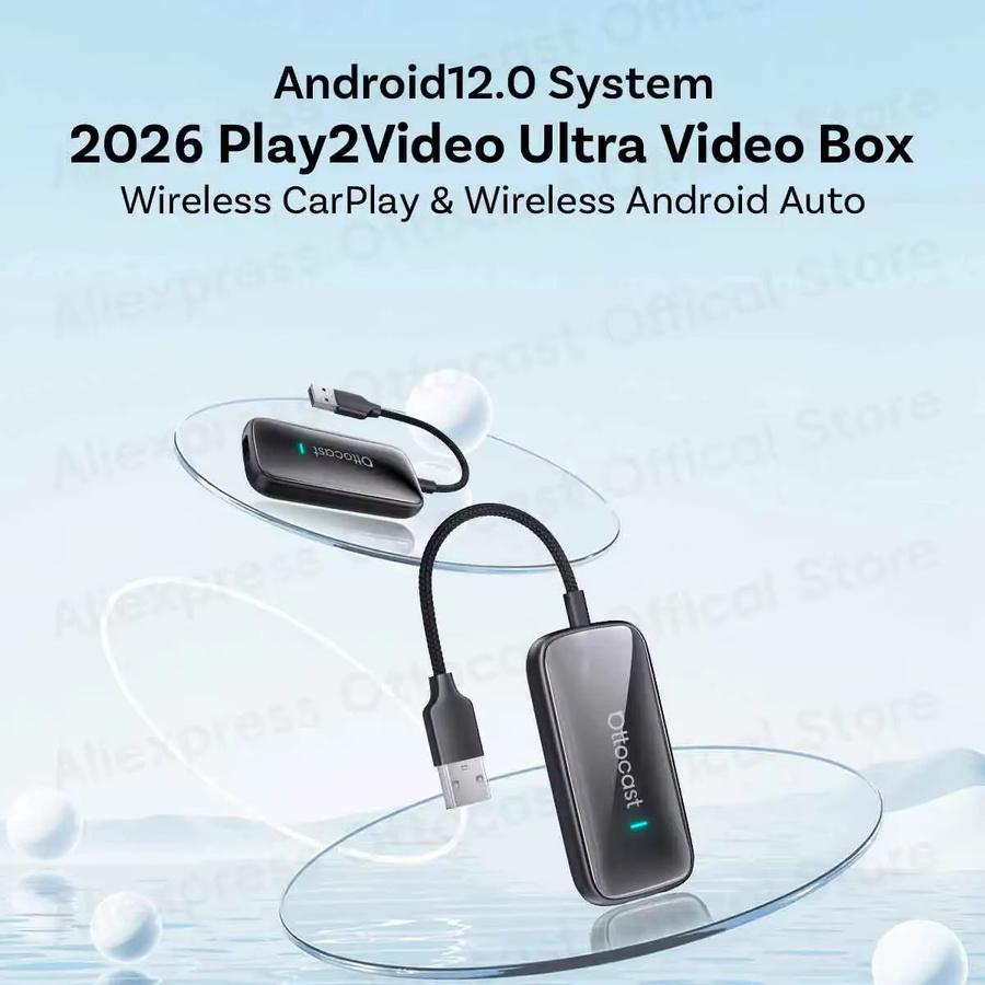 OTTOCAST Play2Video Ultra Kabelloser CarPlay und Android Auto Adapter mit Netflix und YouTube Unterstützung in Schwarz - Bild 3