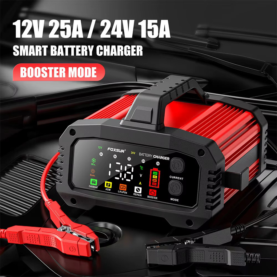 GECOFEER Intelligentes Batterieladegerät für Auto und Motorrad 12V/24V in Rot für Lithium AGM GEL Blei-Säure und LiFePO4 Batterien - Bild 4