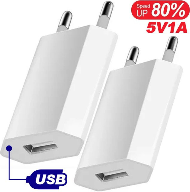 USB Wandladegerät mit EU-Stecker 5V/1A Reise-Netzadapter in Weiß für Xiaomi, Samsung, Huawei und Google Smartphones - Bild 1