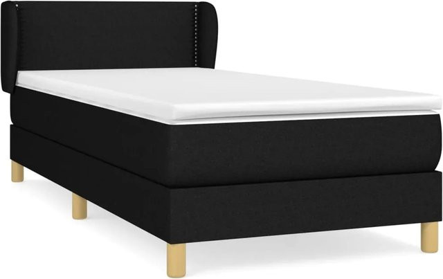vidaXL Boxspringbett Hybrid mit Matratze und Taschenfederkern, Schwarz/Weiß, B/T/H: 100 x 200 cm - Bild 1