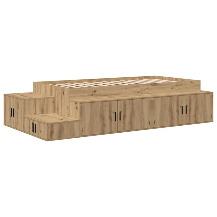 vidaXL Stauraumbett Artisan-Eiche in Braun mit Seitenfächern, B/T/H: 80 x 200 x 127 cm - Bild 2