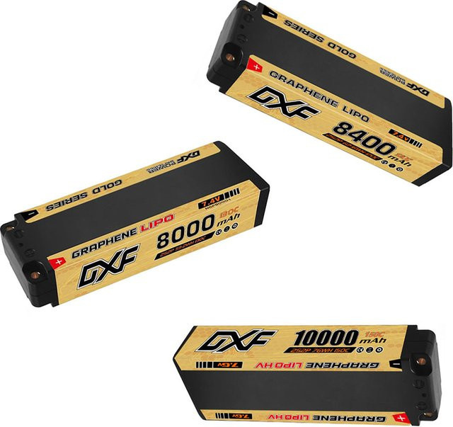 DXF 2S 7,6V Lipo-Akku Graphene mit 5mm Bullet Stecker für 1/8 und 1/10 Helikopter sowie FPV RC Autos, 9200mAh - Bild 1