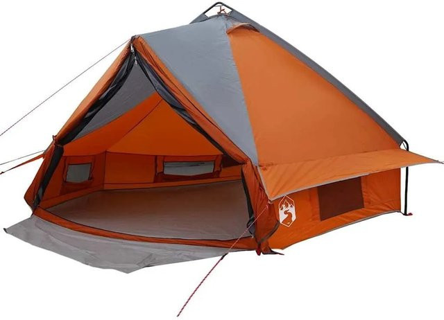 vidaXL Teepee Zelt mit Dach in Grau und Orange B/T/H: 490 x 410 x 210 cm - Bild 1