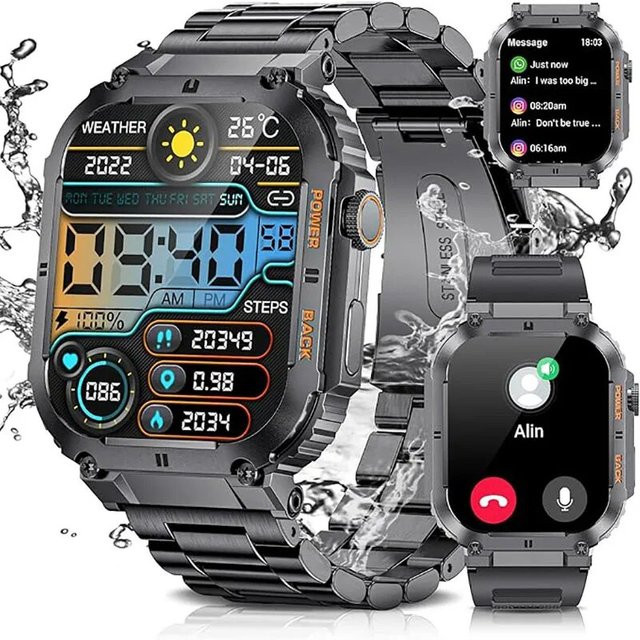 LIGE Smartwatch, Edelstahl, Schwarz, Herren - Bild 1