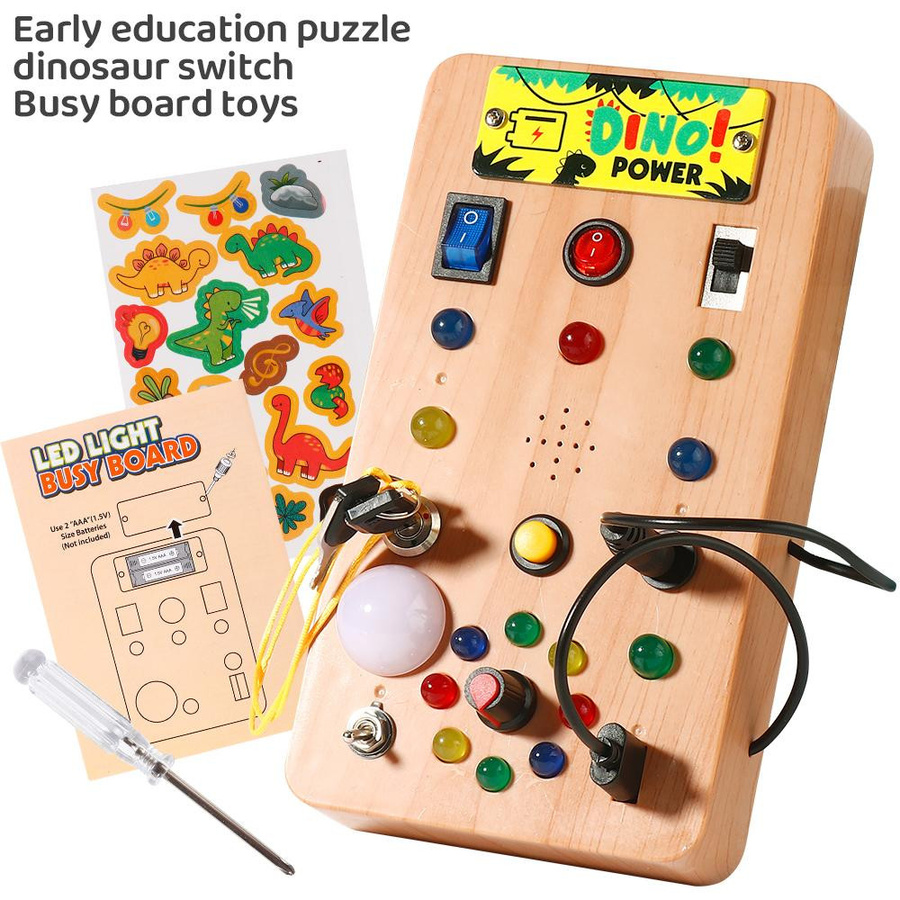 Yiran toy Montessori Activity Board Sensorisches Spielzeug mit LED-Licht Schalter 0-3 Jahre - Bild 2