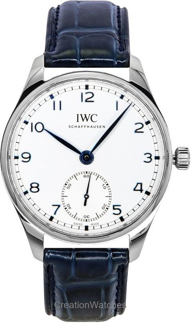 IWC Portugieser Armbanduhr, Automatik, Edelstahl, Leder, Silber, Herren - Bild 1