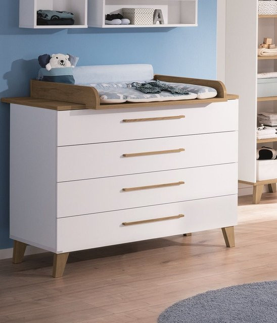 Wickelkommode Paidi Oscar in Weiß für das Babyzimmer und Kinderzimmer, B/T/H: 95 x 56 x 124 cm - Bild 1