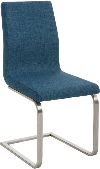 TPFLiving Esszimmerstuhl Belfast Freischwinger aus Stoff mit Edelstahlgestell in Blau - Bild 1
