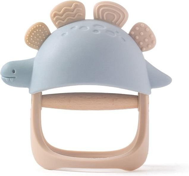 Binchi Outdoor Product Baby Silikon Beißring Dinosaurier und Silikon Handschuhe in Blau für die Zahnpflege von 0 bis 12 Monaten - Bild 1