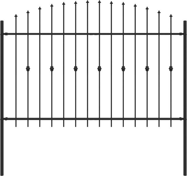 vidaXL Spießzaun aus pulverbeschichtetem Stahl in Schwarz, H: 166 cm, B: 130 cm - Bild 1